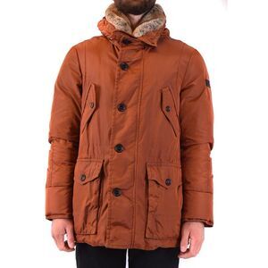 Peuterey Fur Trim Hooded Parka Men orange Jackets
